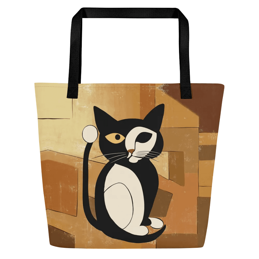 Hand-drawn Brown Abstract Black Cat Bag product image (3)