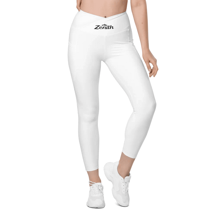White Zenith Women's Wonder Crossover Leggings With Pockets product image (1)