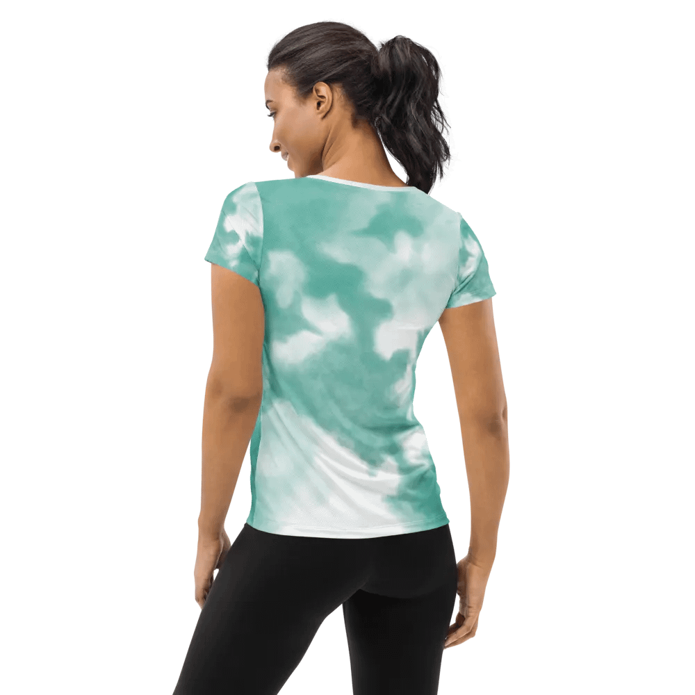 Aqua Swirl All-Over Women's Athletic Tee product image (2)