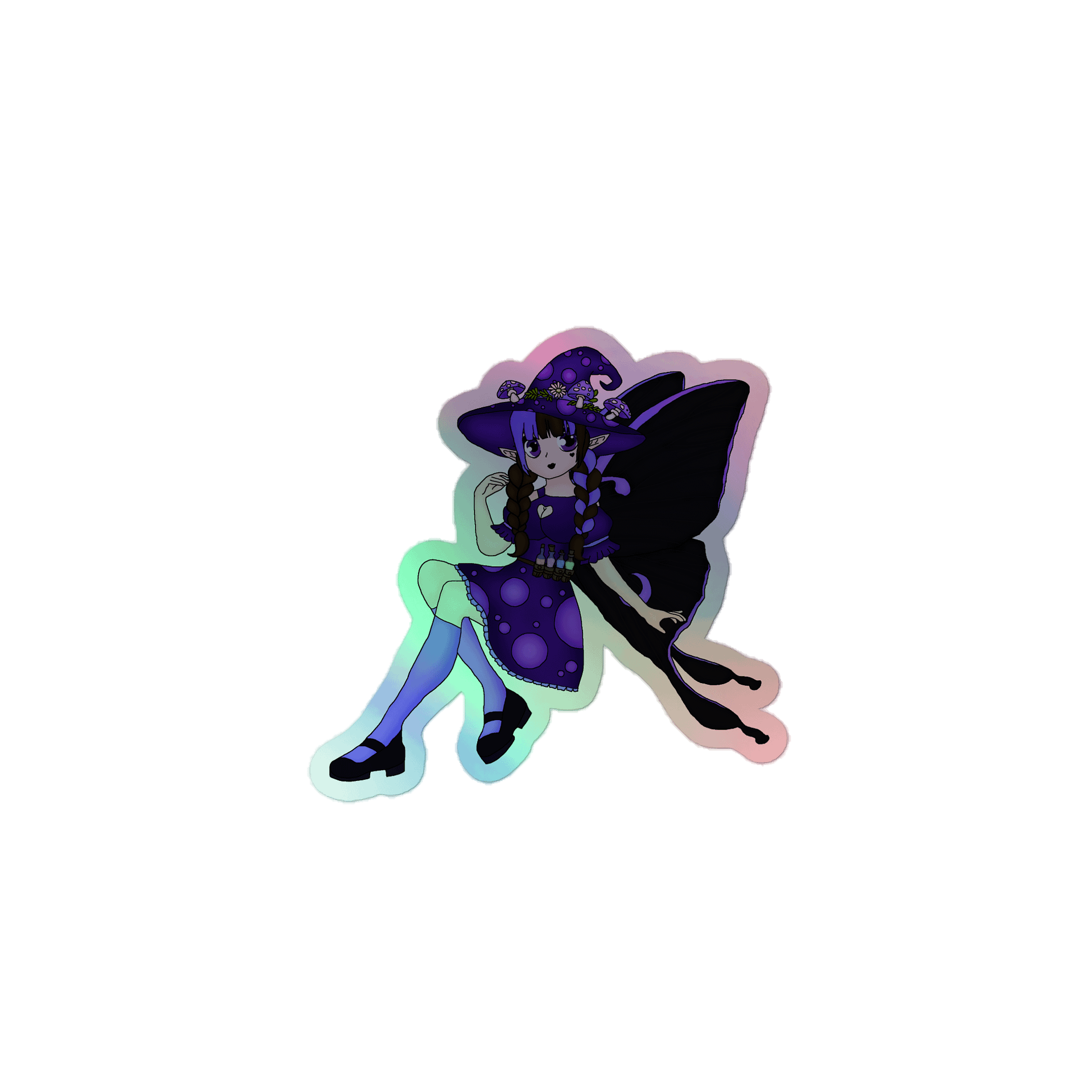 Mushroom Witch Mystic Holographic Sticker product image (1)