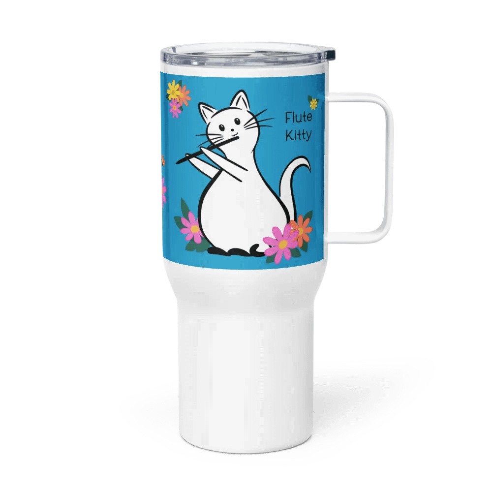 Flute Kitty Travel Mug w handle - C Flute product image (3)