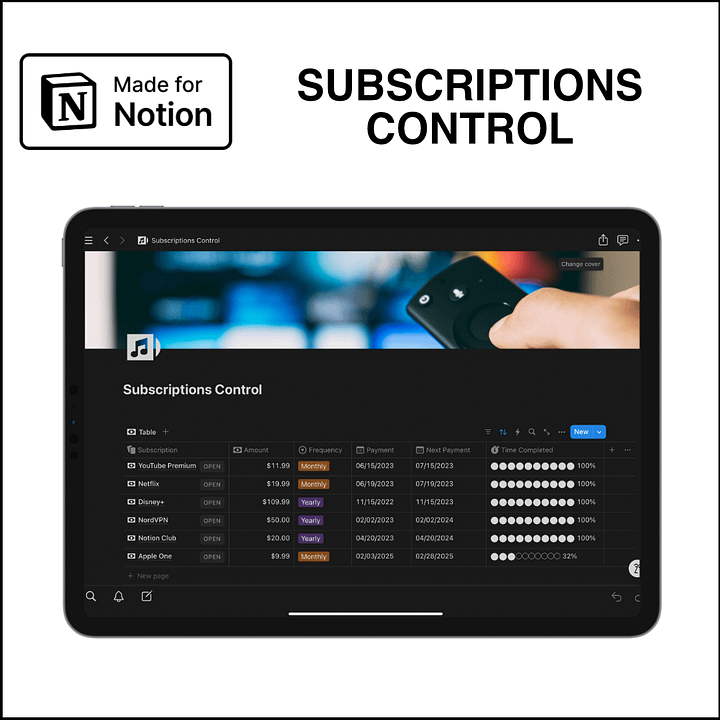 Notion Template - Subscriptions Control product image (1)