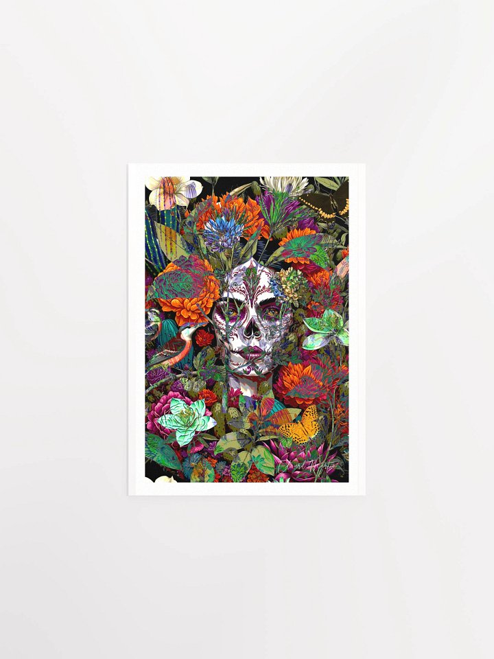 "Flor de Calavera" - A Captivating Mixed Media Collage Print by Edward Martin product image (2)