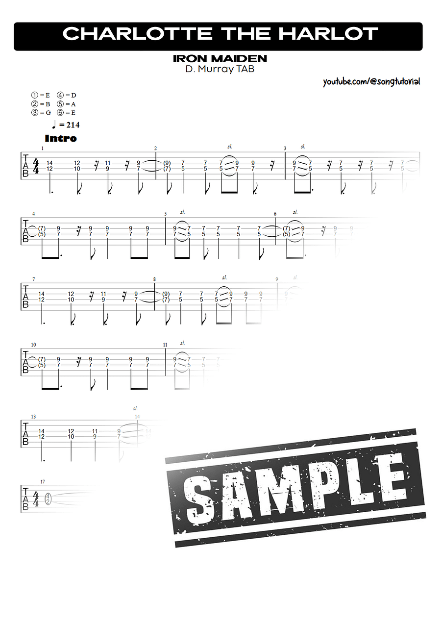 Charlotte the Harlot PDF TAB + Backing Track MP3 product image (3)