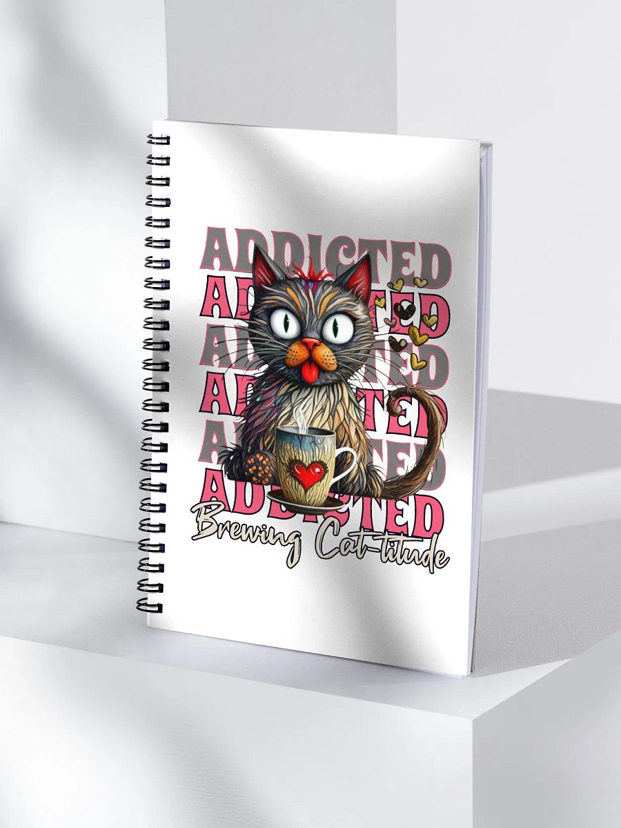 Addicted Brewing Cat-titude Whimsical Coffee Love Spiral Notebook product image (3)