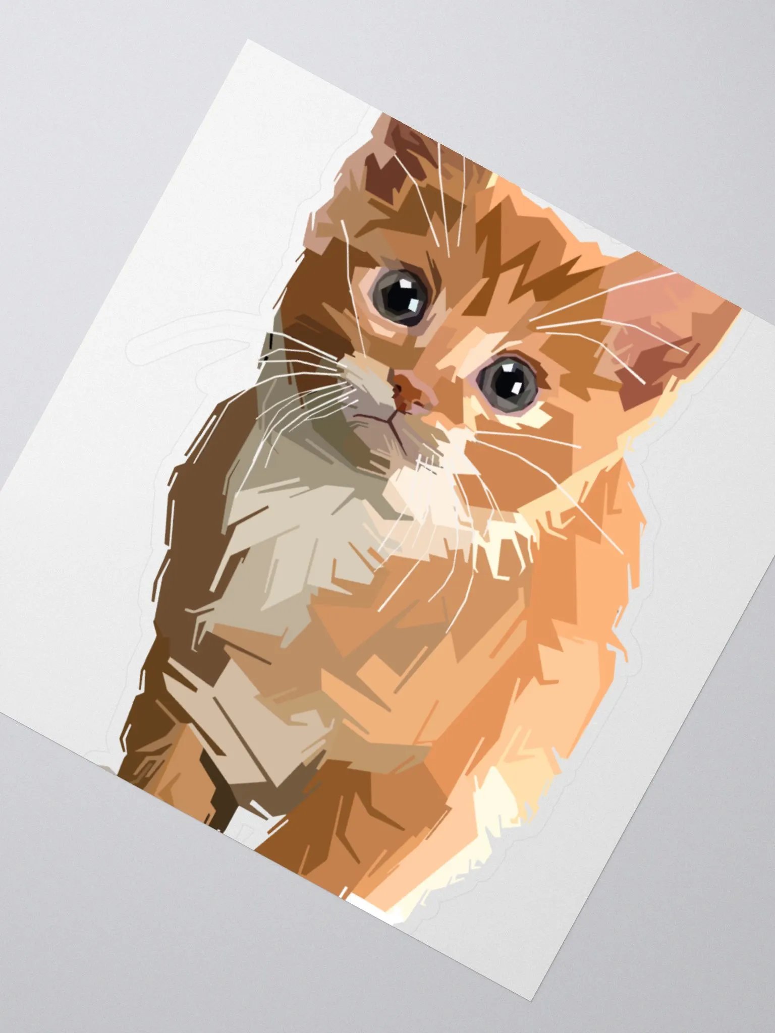 Geometric Orange Kitten Kiss Cut Stickers product image (2)