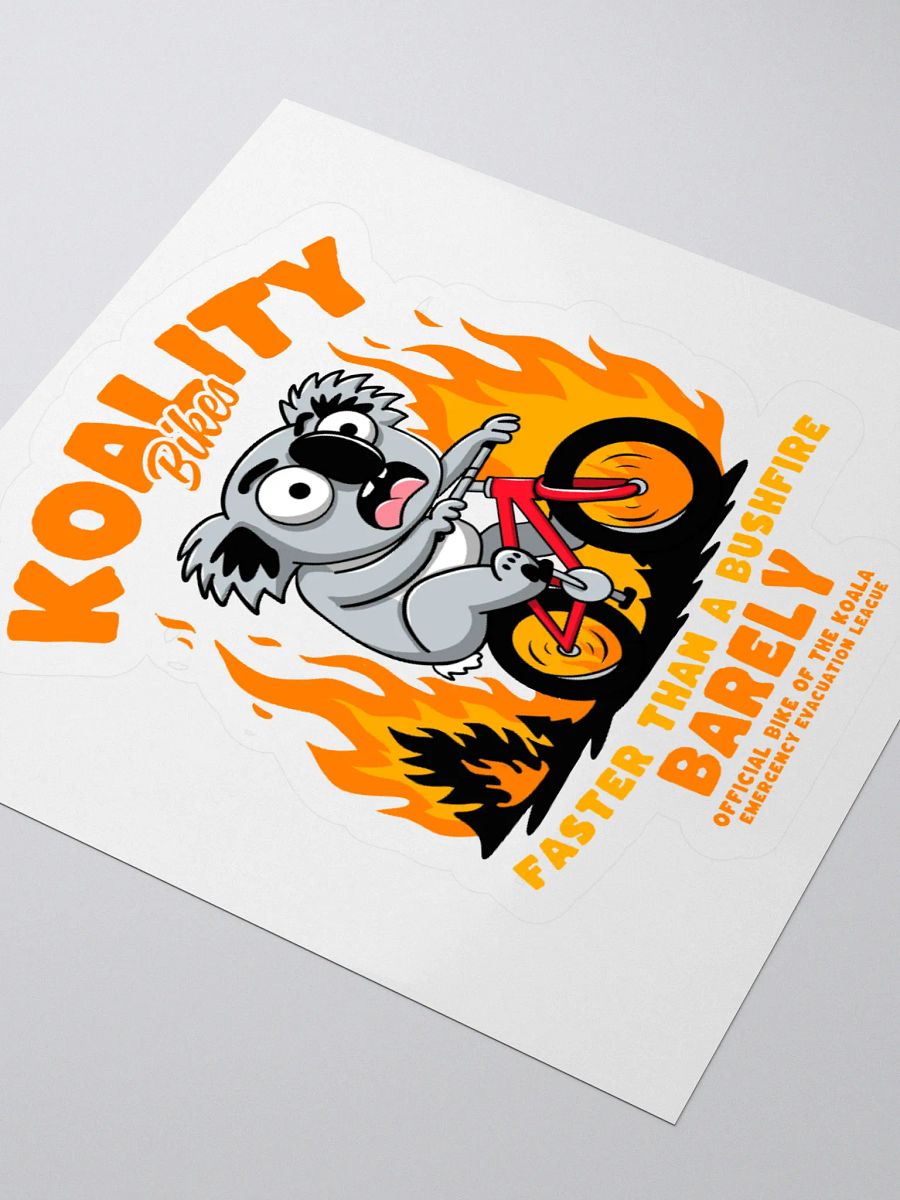 Funny Koala Bike Sticker – “Faster Than a Bushfire (Barely)” – Aussie Animal Cycling Pun Decal product image (3)