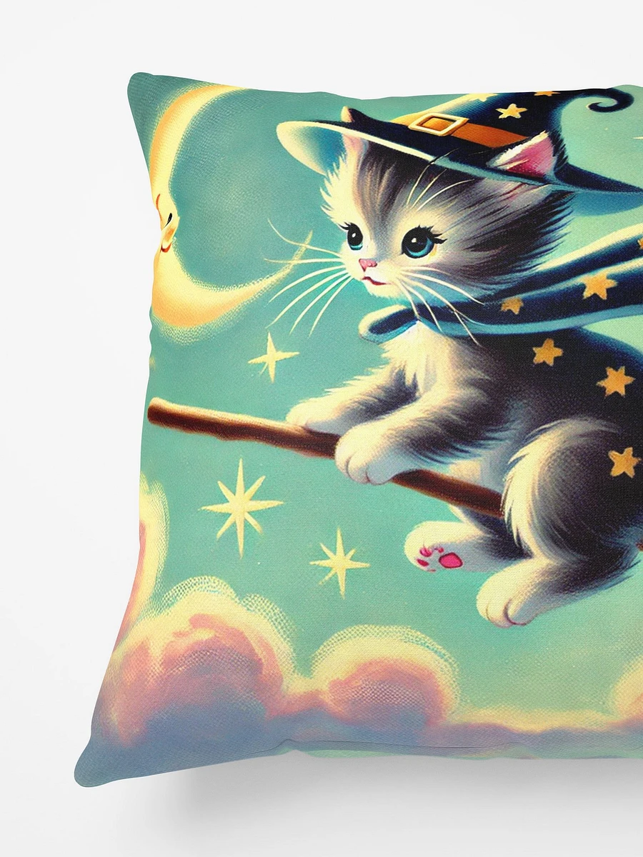 Kitten Witch Riding Broomstick Throw Pilllow product image (4)