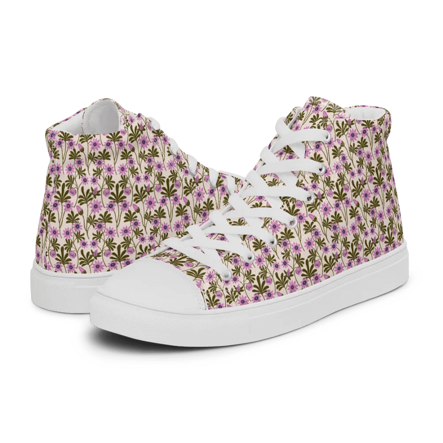 Passion Blooms - Pink and Green - Women High Top Canvas Shoes product image (12)