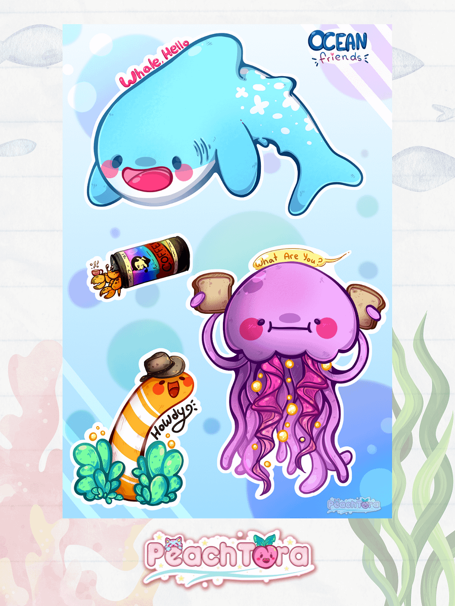 Ocean Friends 🌊🐳 (Sticker Sheet) product image (1)