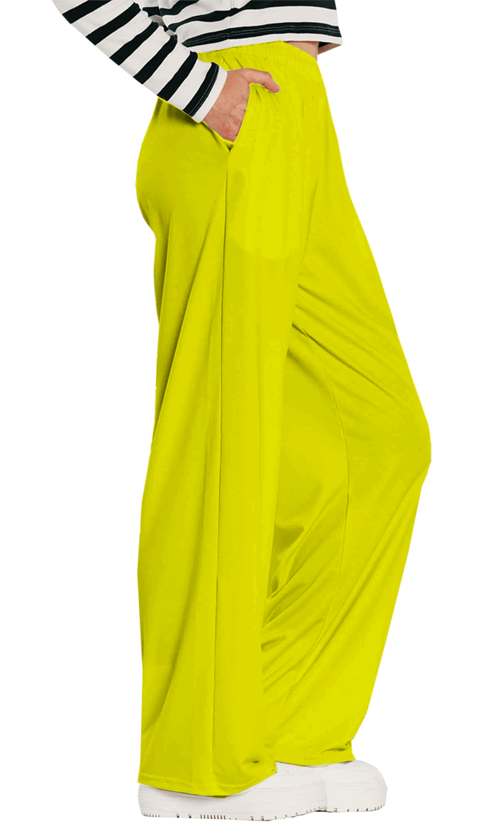 Plain Color Yellow Wide-Leg Pants product image (1)