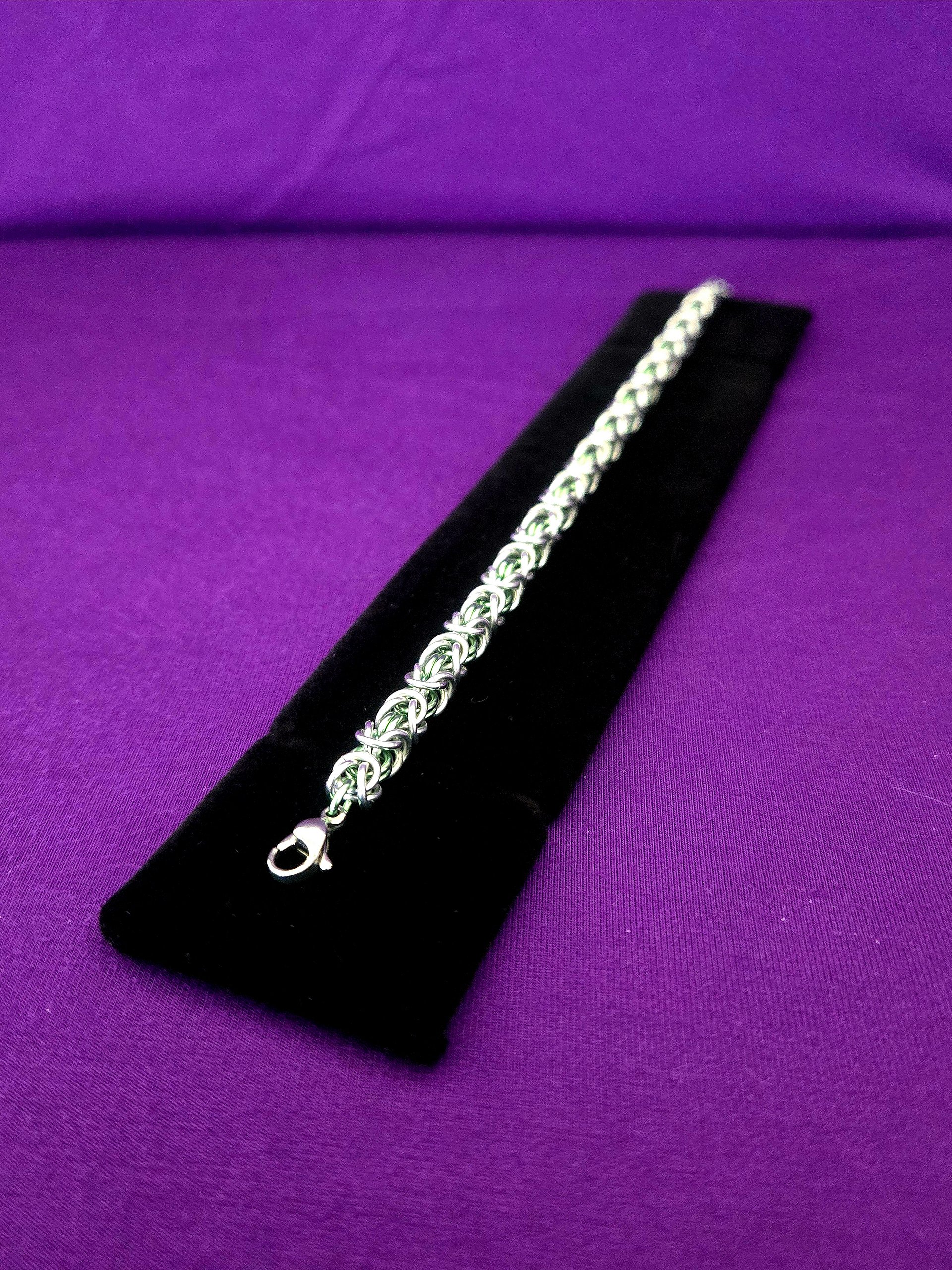 Chainmail Bracelet - Silver and Seafoam product image (1)