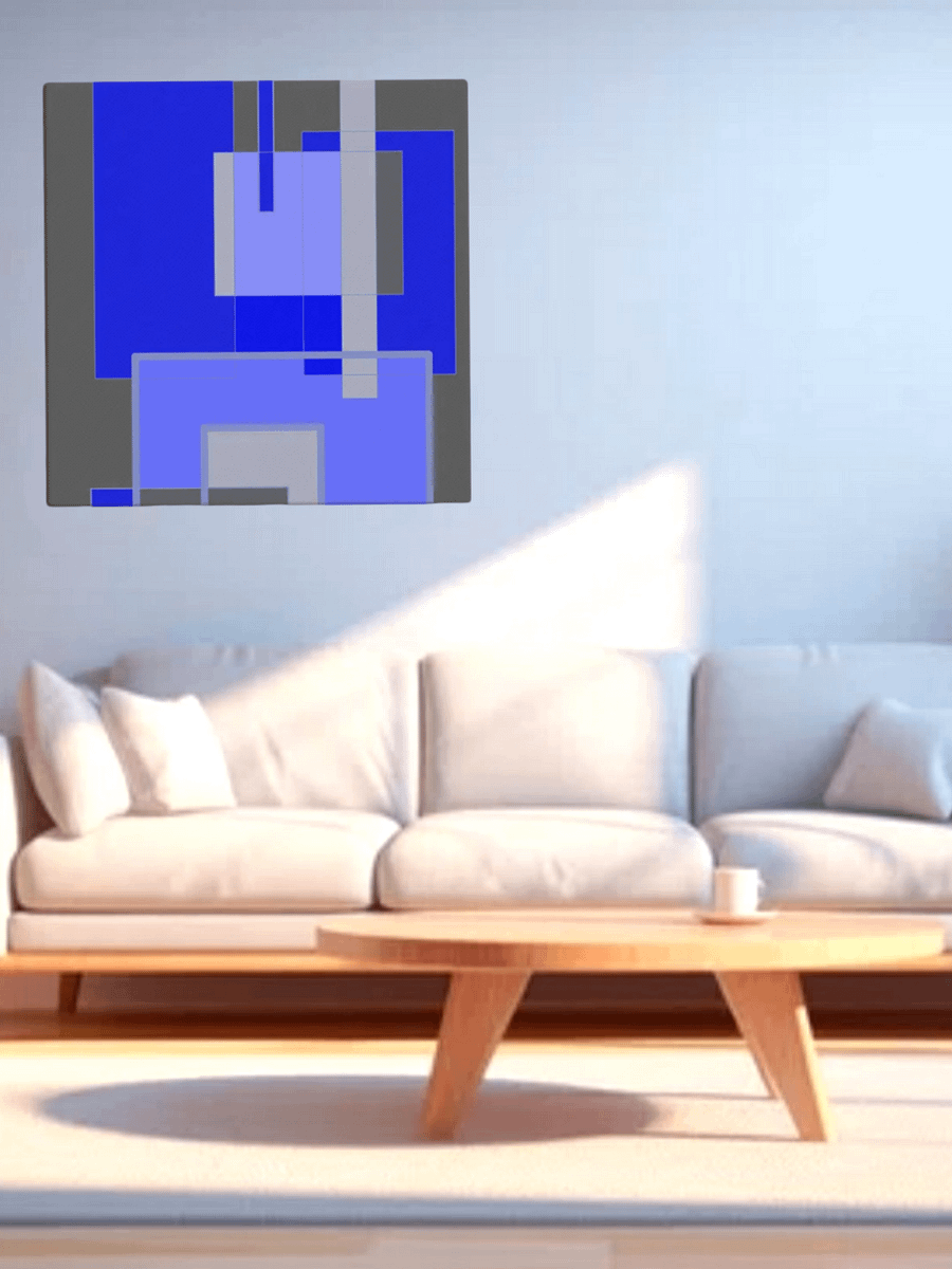 Blue & Gray Rectangle Geometric Abstract Artwork product image (20)