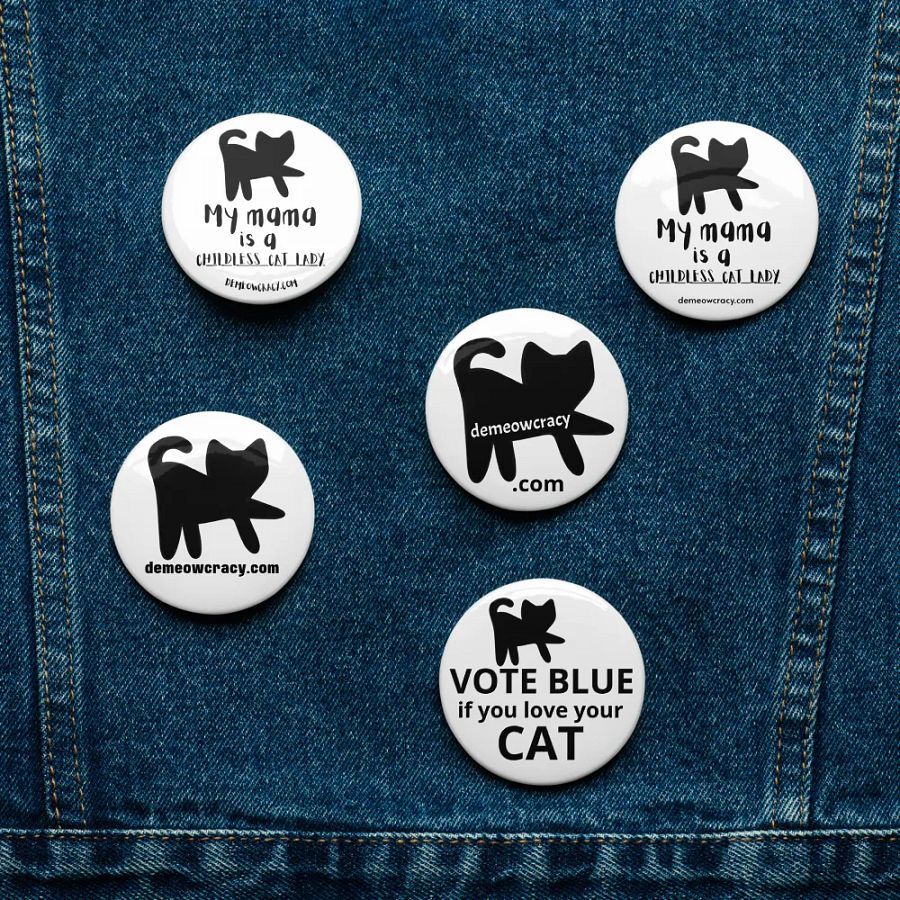 Childless Cat Lady Button Set - Black & White product image (1)