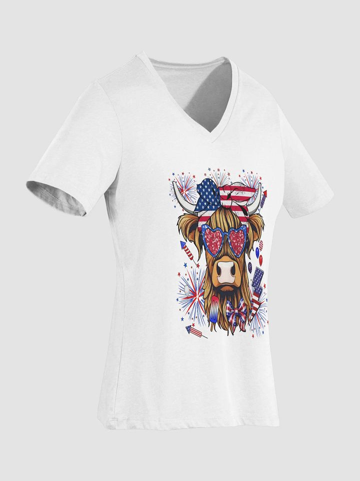 Ladies Highland Coo July 4th V-Neck product image (2)