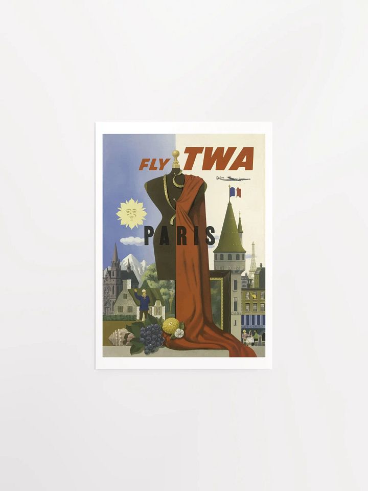 Vintage Fly TWA Paris Travel Poster Print product image (2)