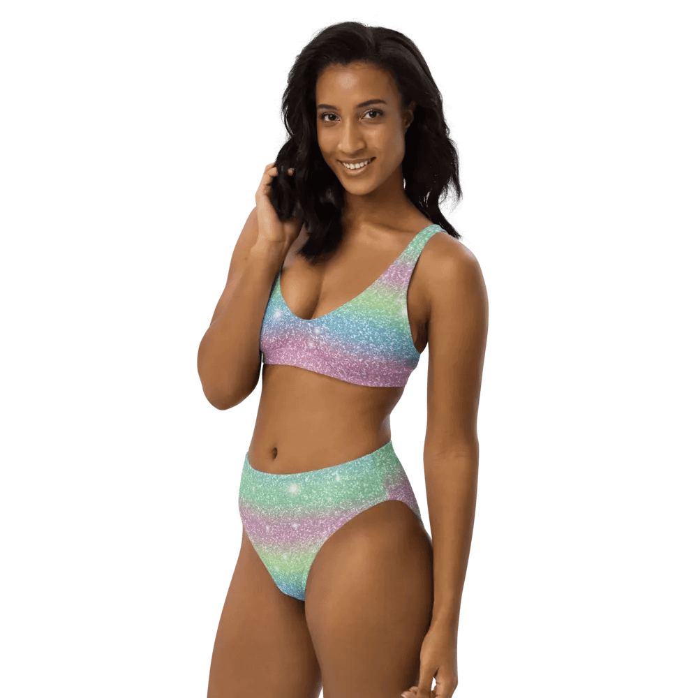 Glitter Unicorn Texture Design High Waisted Bikini (9) product image (10)