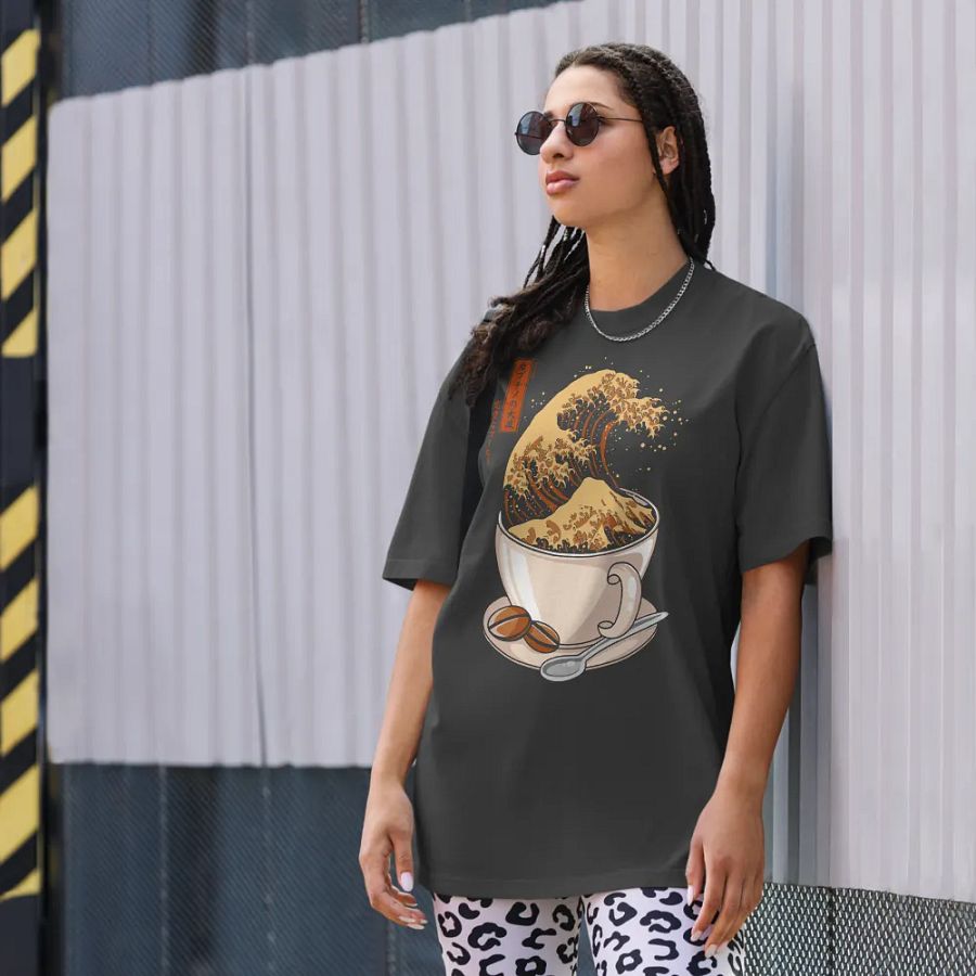 The Great Wave of Cappuccino - Oversized Tee 100% coton product image (7)