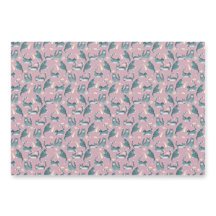 Bad Grey Tabby Cats Knocking Stuff Over Wrapping Paper, 3 Pack product image (2)