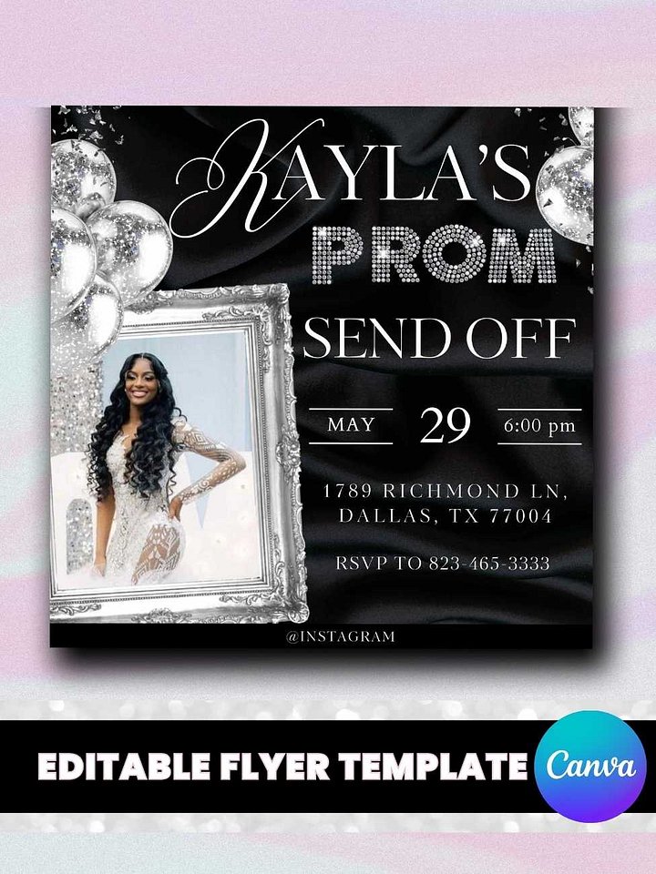 Prom Send Off Celebration Event Flyer - Customizable Canva Template product image (1)