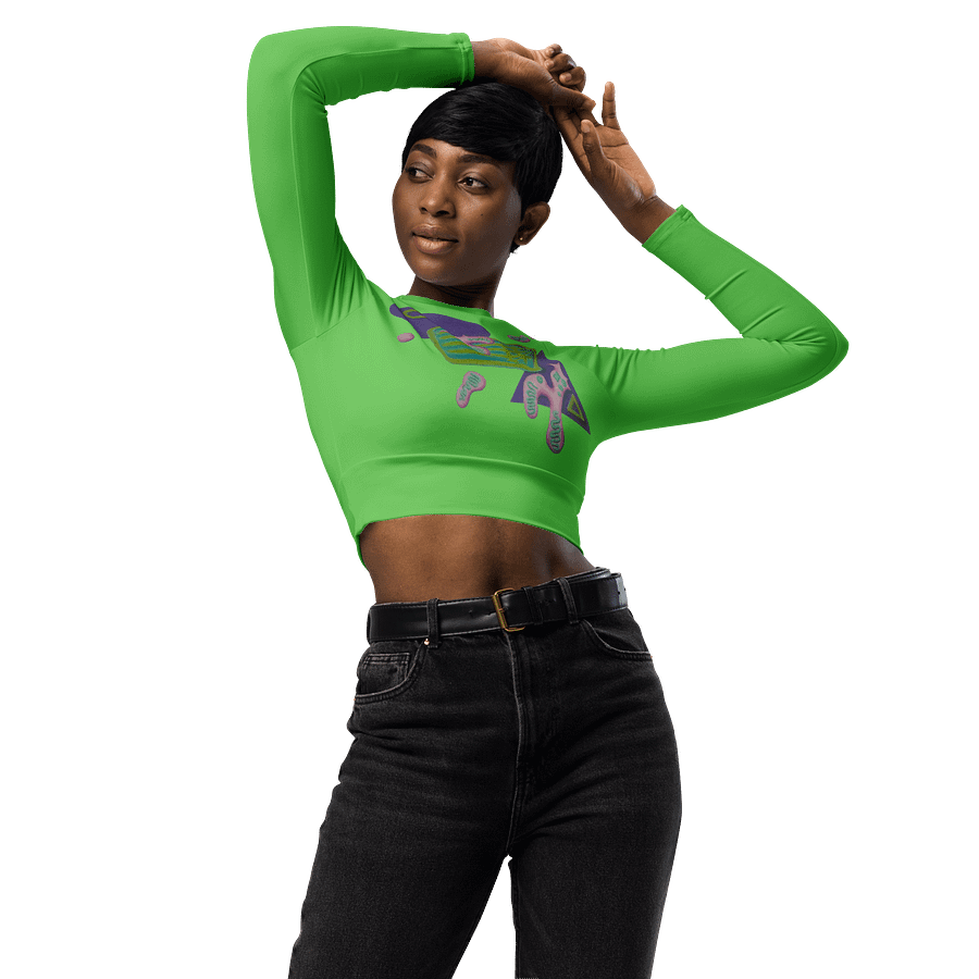 Shape Shenanigans Green Long Sleeve Crop Top product image (4)