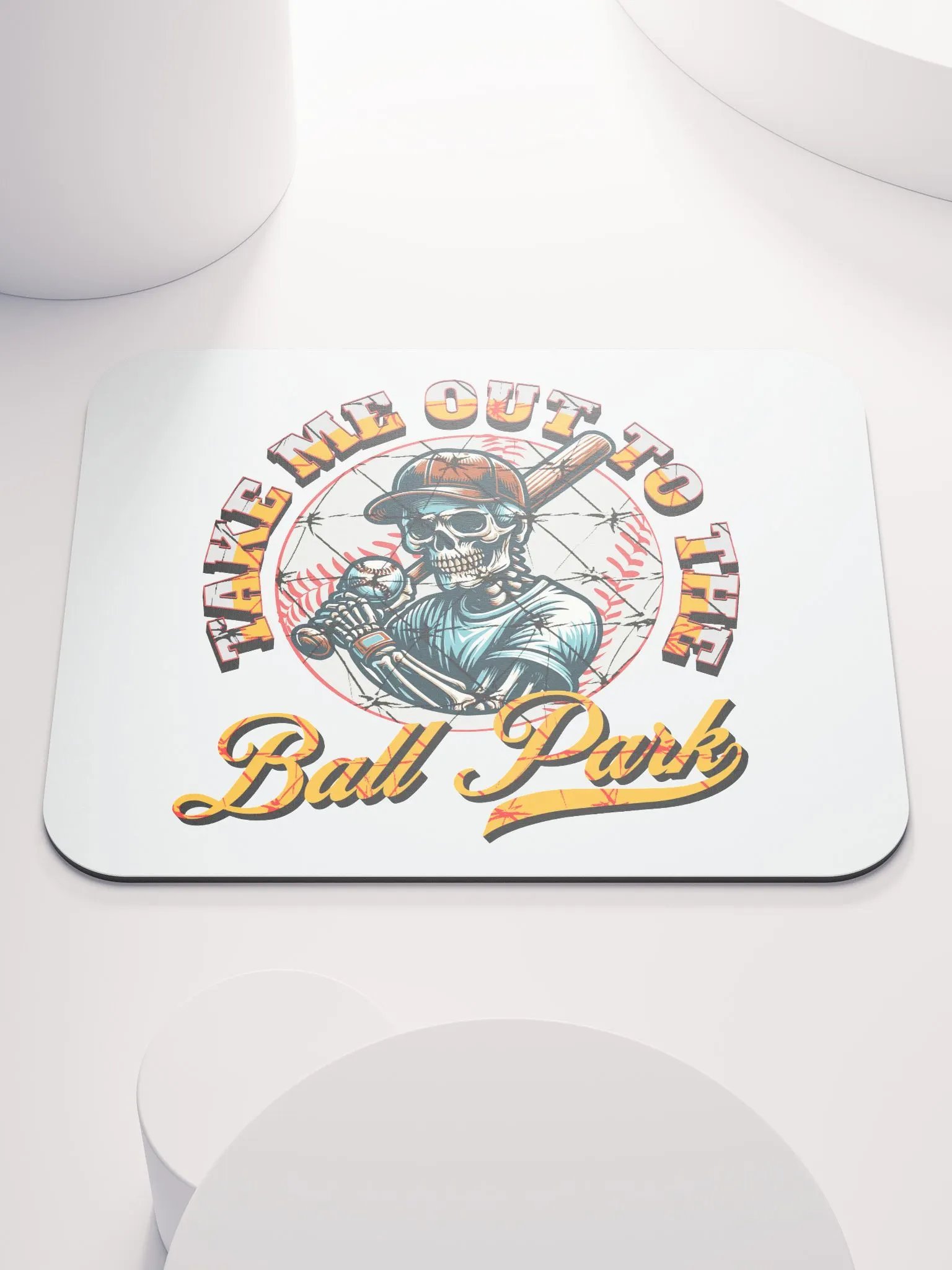Take Me Out To The Ball Park Baseball Skeleton Slugger Mouse Pad product image (2)