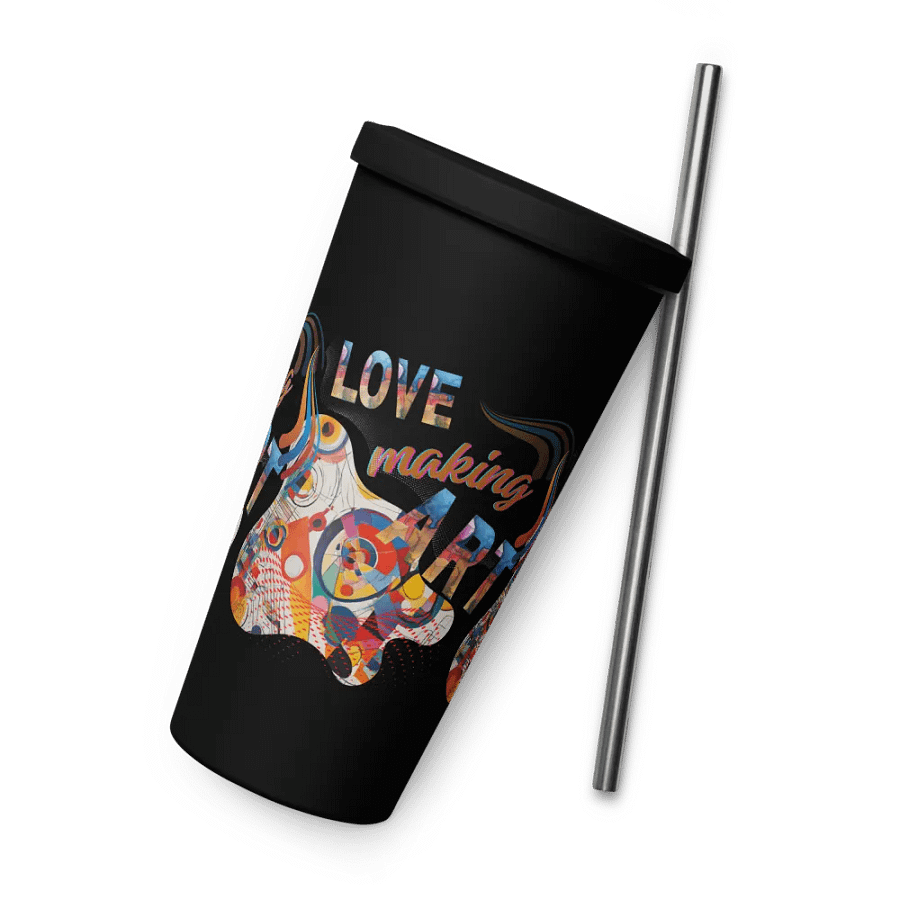 Insulated  tumbler Kadinsky inspired colorful design for the artist. 'Love making art'  Perfect gift for mom, dad, son, daughter colleague, friend who loves arty things product image (6)