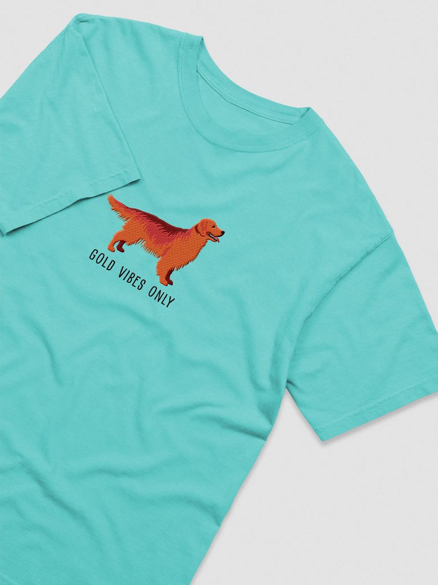 Gold Vibes Only T-Shirt(Embroidered) of a Golden Retriever(Red) product image (27)