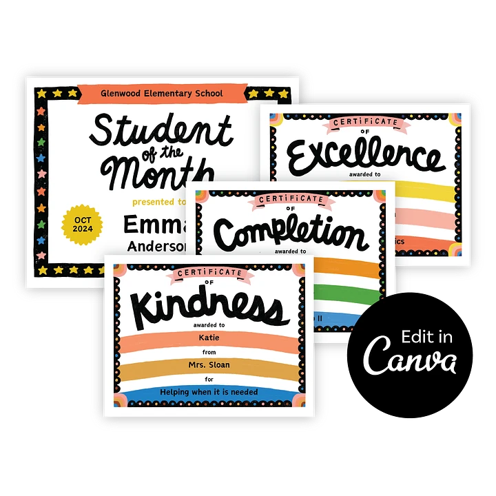 School Certificate Bundle Digital Download | Edit in Canva product image (1)