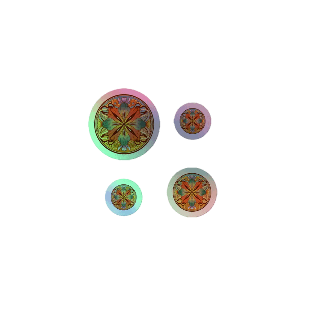 Teal Floral Mandala - Holo Sticker Sheet product image (1)