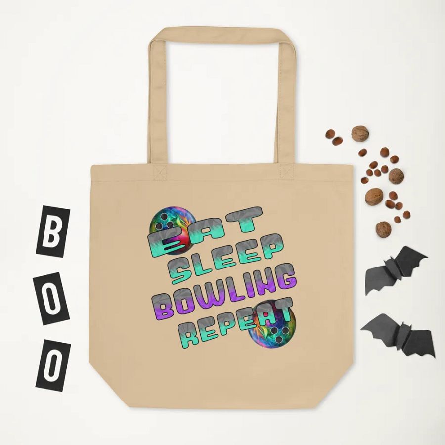 Eat Sleep Bowling Repeat Angle Vibrant Ball Tote Bag product image (5)