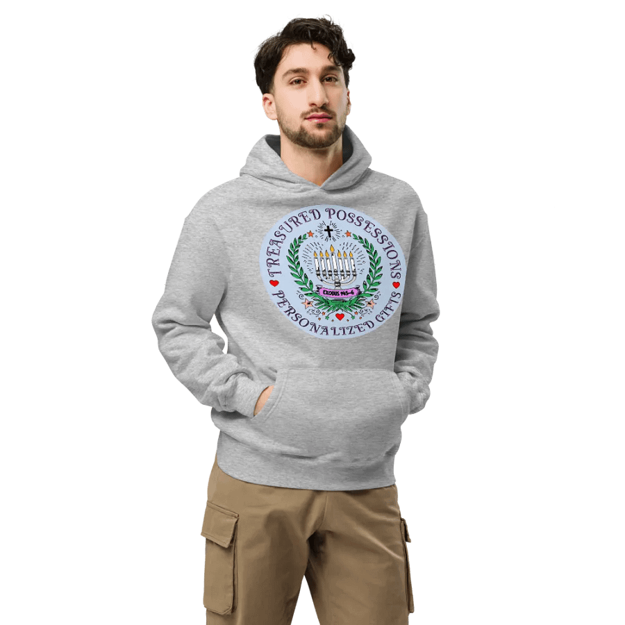 Exquisite Personalized Hoodie: Menorah & Cross Design product image (7)