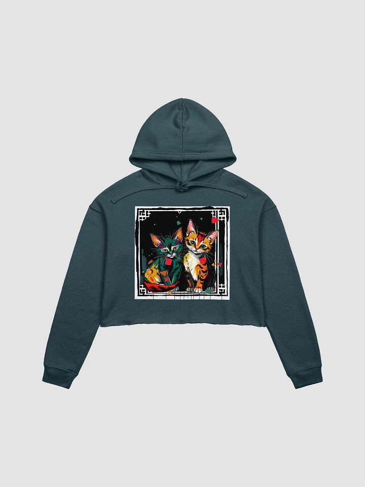 Vibrant Geometric Cats Crop Hoodie product image (1)