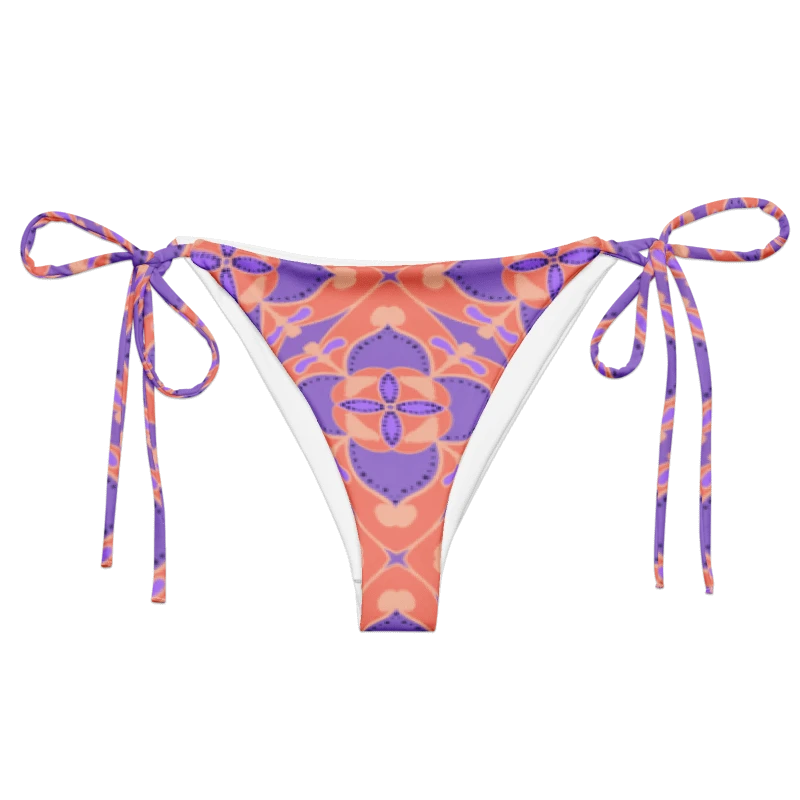 Pastel Orange and Mauve Pattern String Bikini Bottom product image (1)