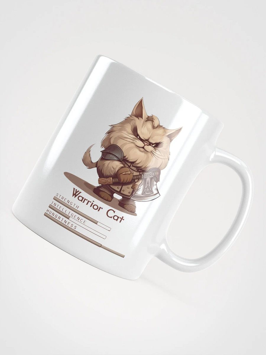 RPG Warrior Cat white ceramic mug 11oz 15oz 20oz for gamers and cat lovers product image (11)