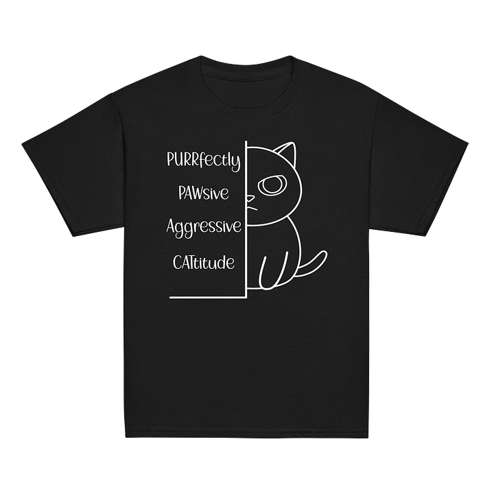 Passive Aggressive Cattitude - Unisex Youth Heavyweight T-shirt product image (2)