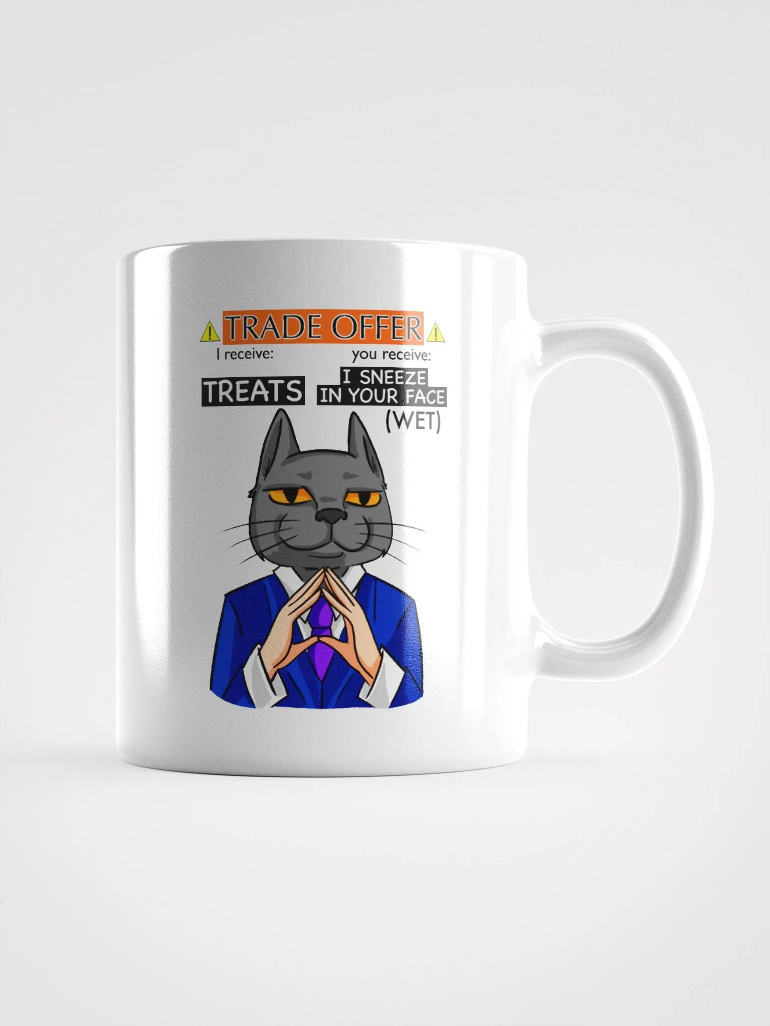 Trade Offer Human-Cat Meme Mug Glossy White product image (1)