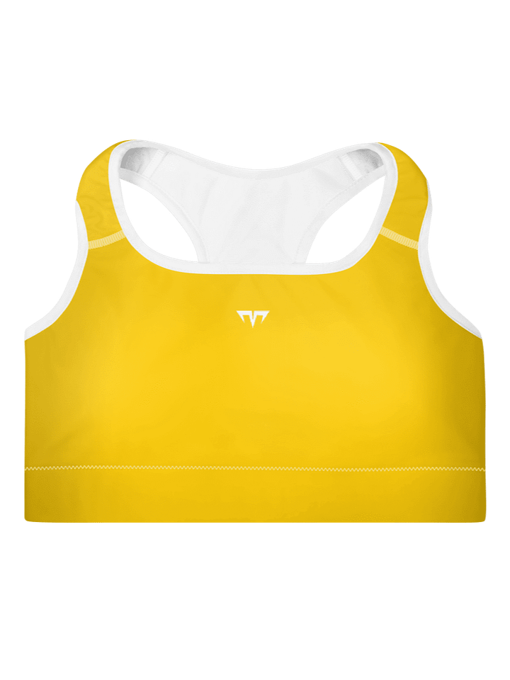 Women's Activewear - Padded Sports Bra Gold/White - Printed White Logo product image (1)