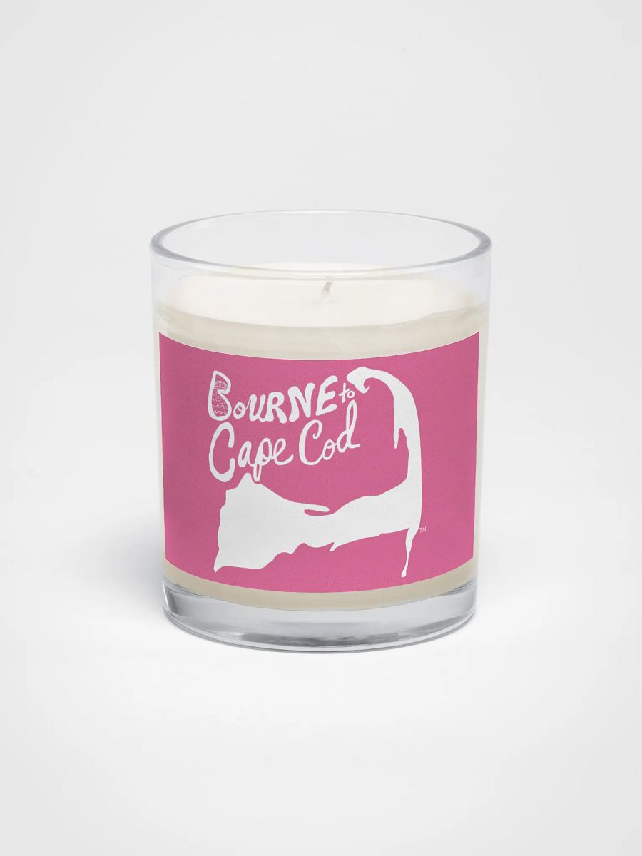 BOURNE to Cape Cod™ | Beach Vibes Candle | Unscented Soy Wax in Glass Jar | White Logo on Brilliant Rose Pink product image (1)