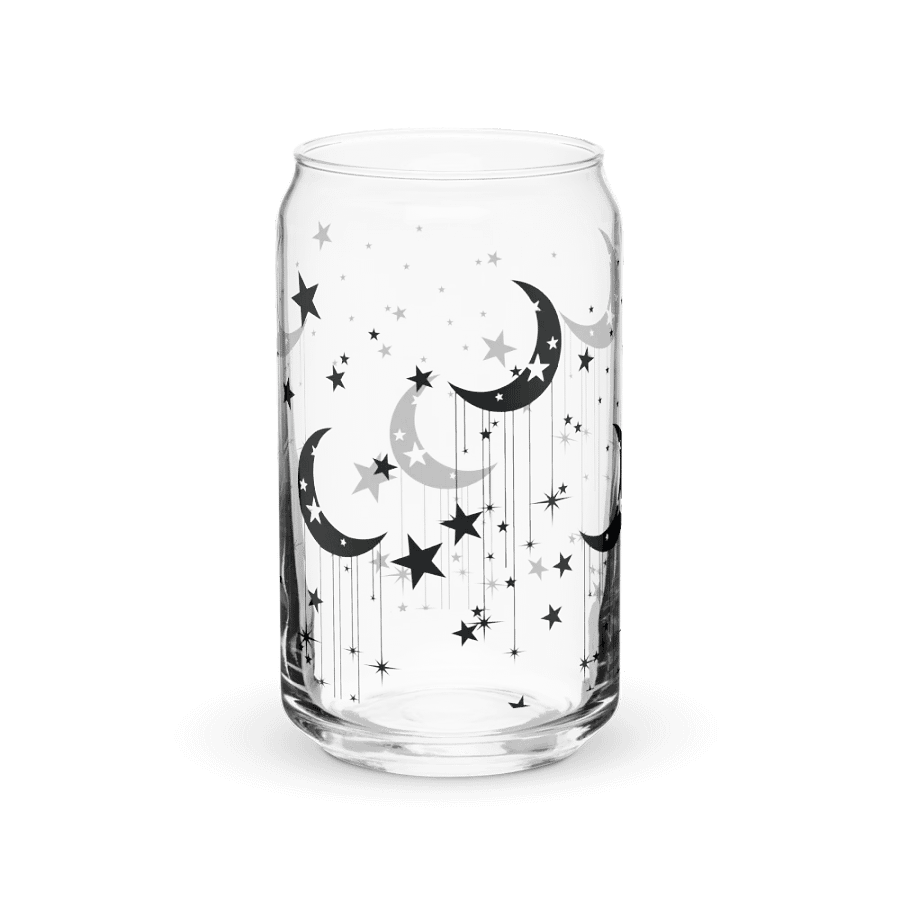 Celestial Glass Can with Moon & Stars Design Earthy product image (4)