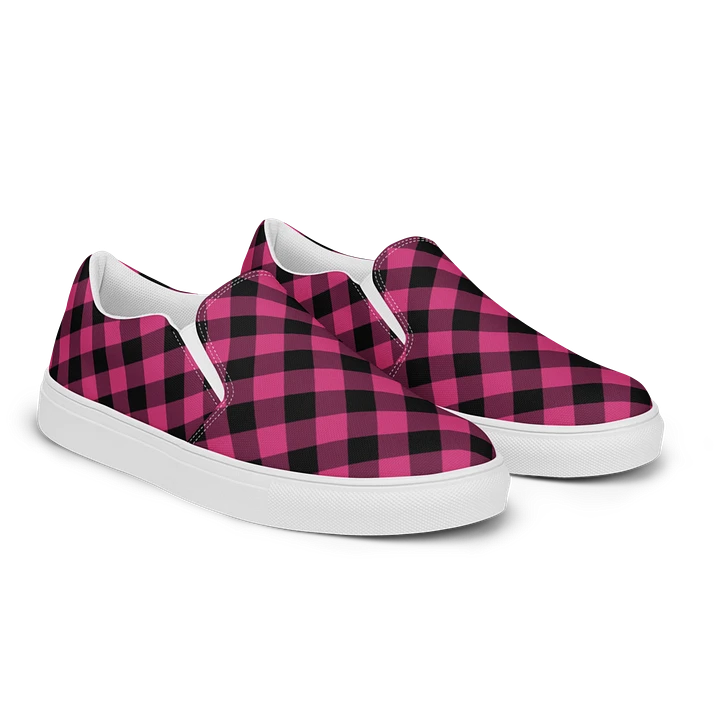 Pink Buffalo Plaid Women's Slip-On Shoes product image (2)