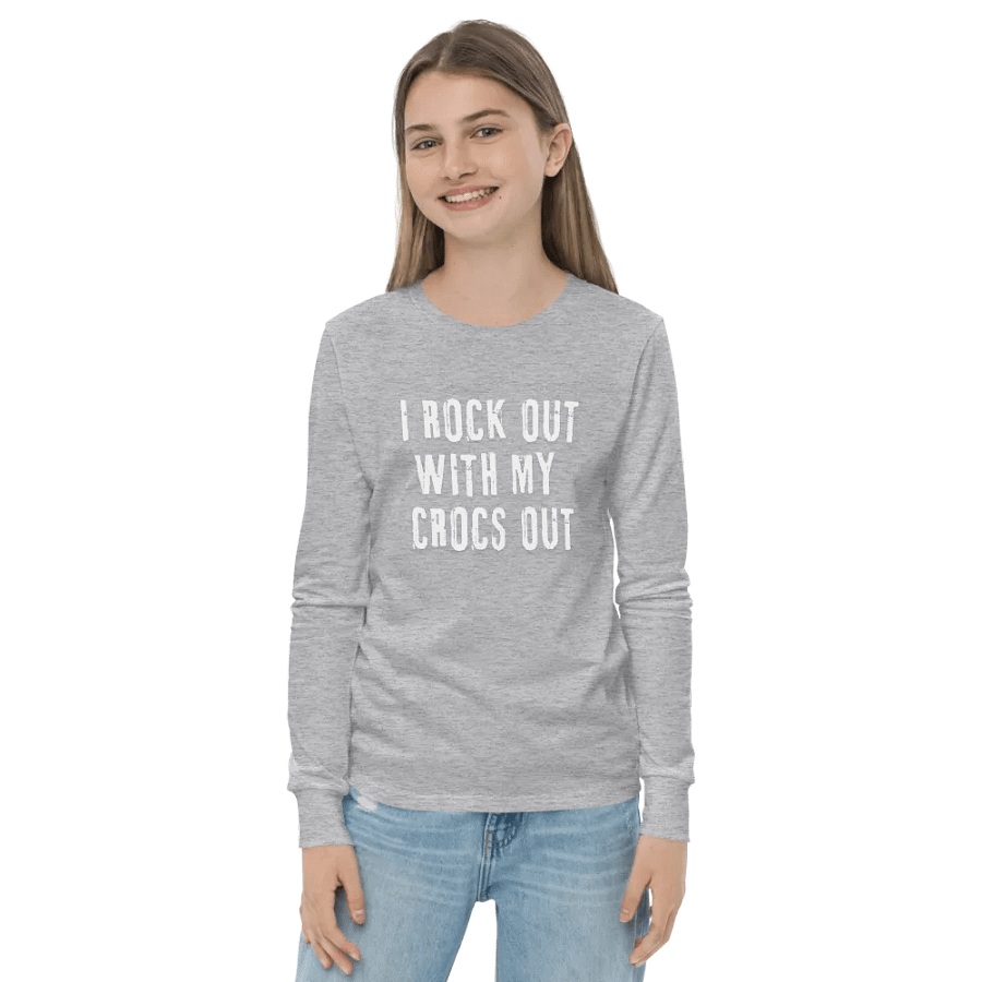 "I ROCK OUT WITH MY CROCS OUT" Kids Crew neck Long-Sleeved Shirt product image (20)