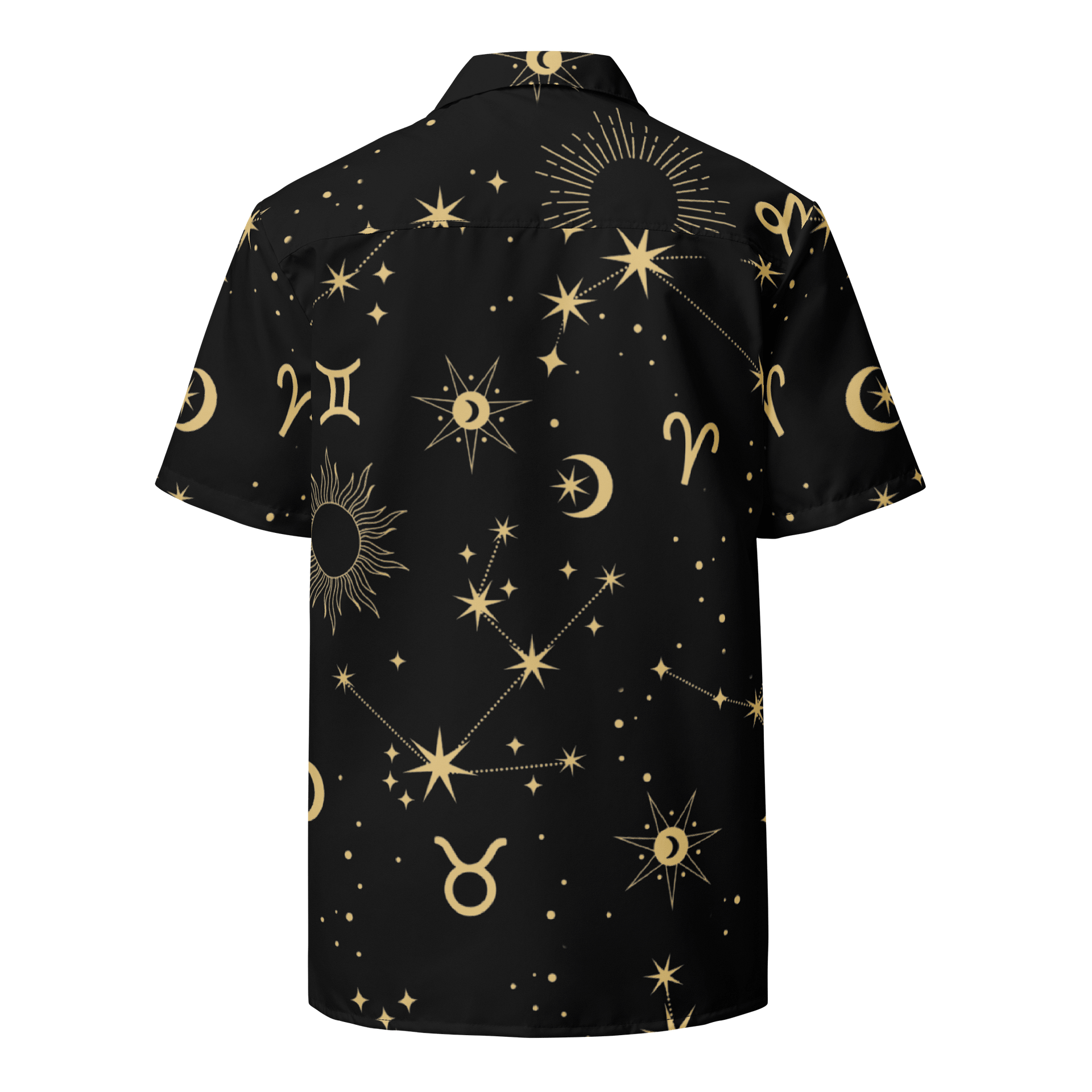 Celestial Zodiac Gold Print Hawaiian Shirt product image (2)