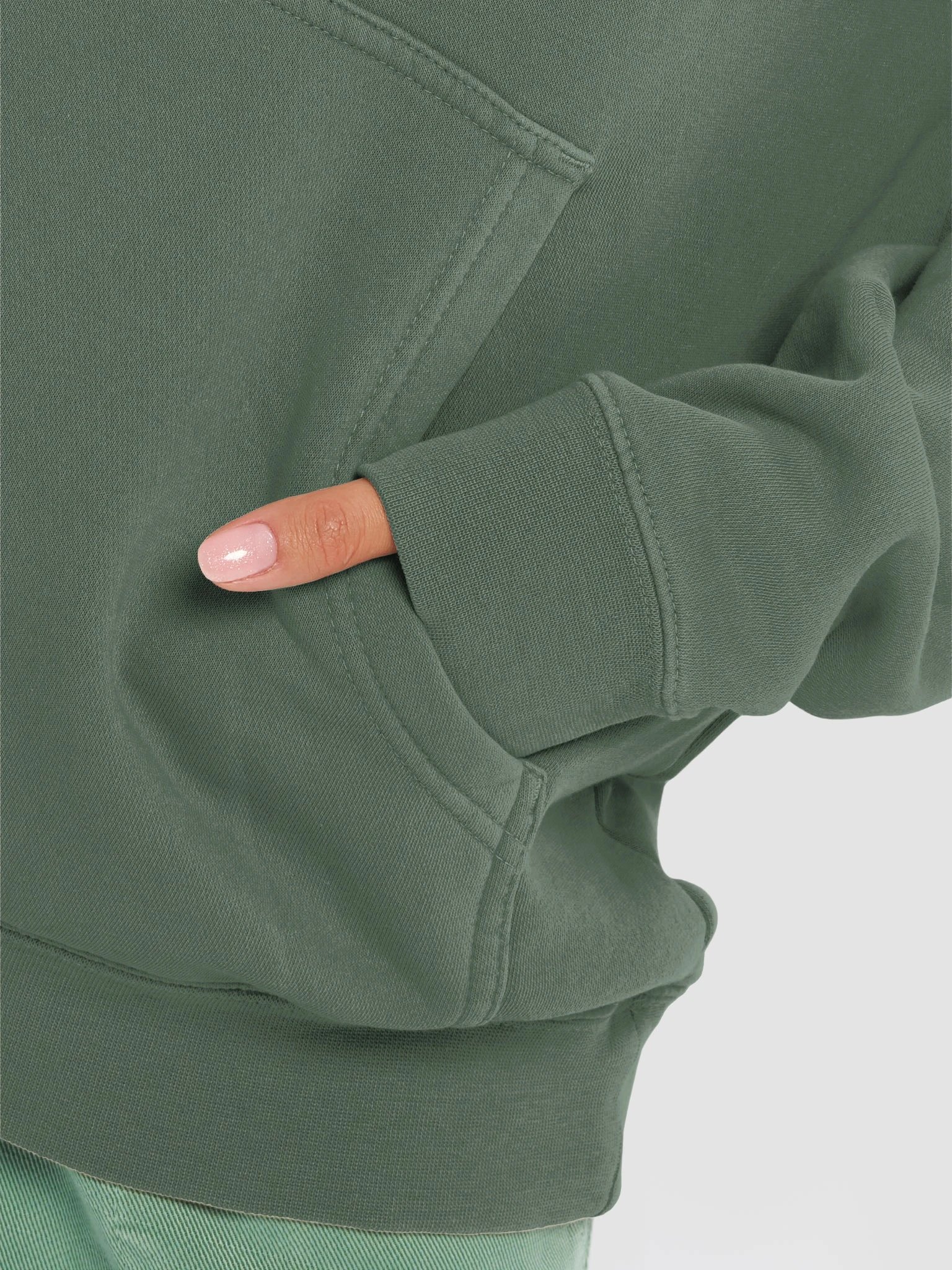 Plain Color Pigment Alpine Green Hoodie product image (5)