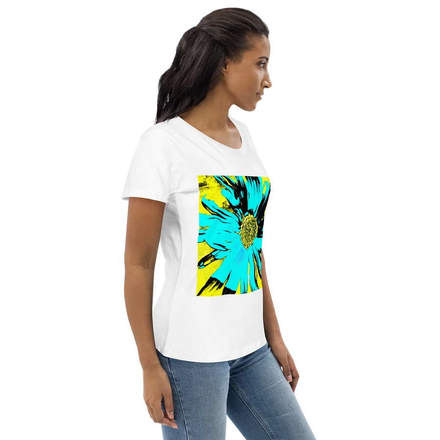 Abstract Yellow, Turquoise and Black Daisy Flower Ladies T Shirt product image (8)