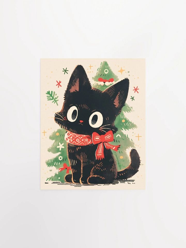 Holiday Sweater Bow Cat | Matte Paper Print product image (2)