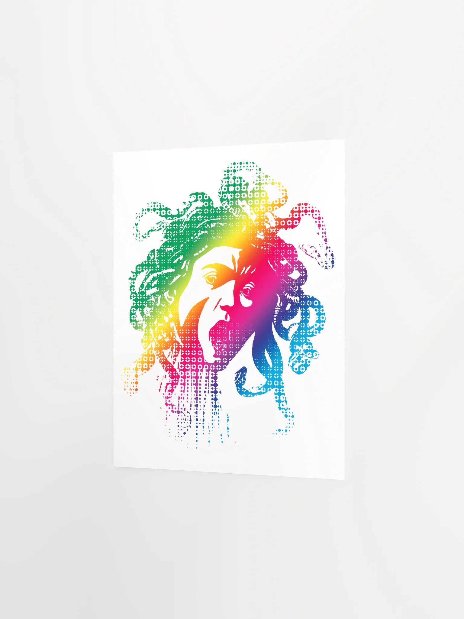 Rainbow Halftone Medusa on White - Print product image (3)