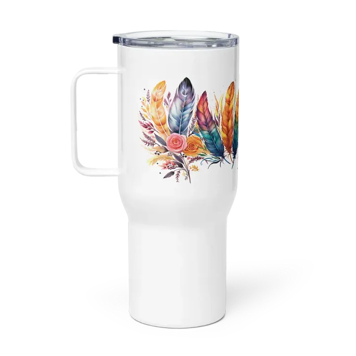 Vibrant Feathers and Roses Stainless Steel Travel Mug product image (1)