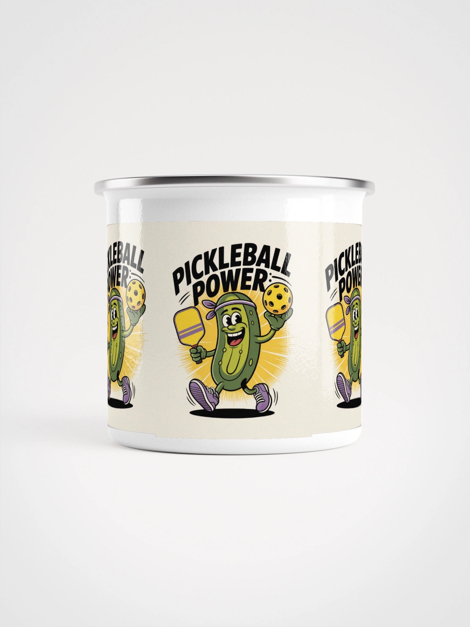 Pickleball Power Enamel Mug – Fun Pickle Character Design product image (2)