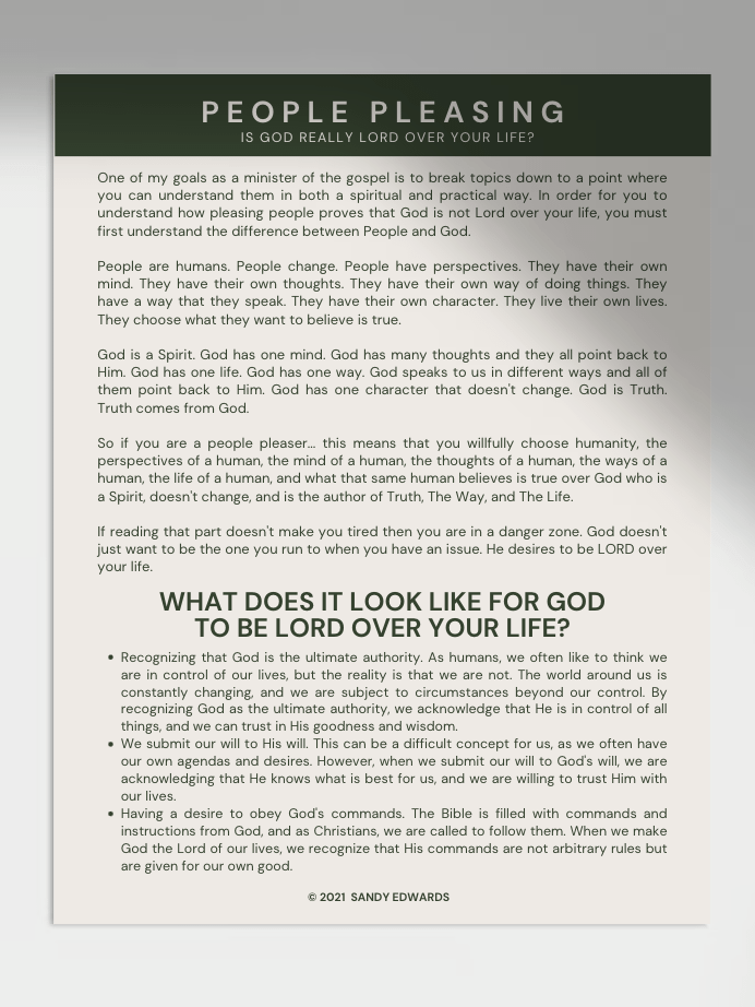 People Pleasing: Is God Really Lord Over Your Life (Worksheets) product image (1)